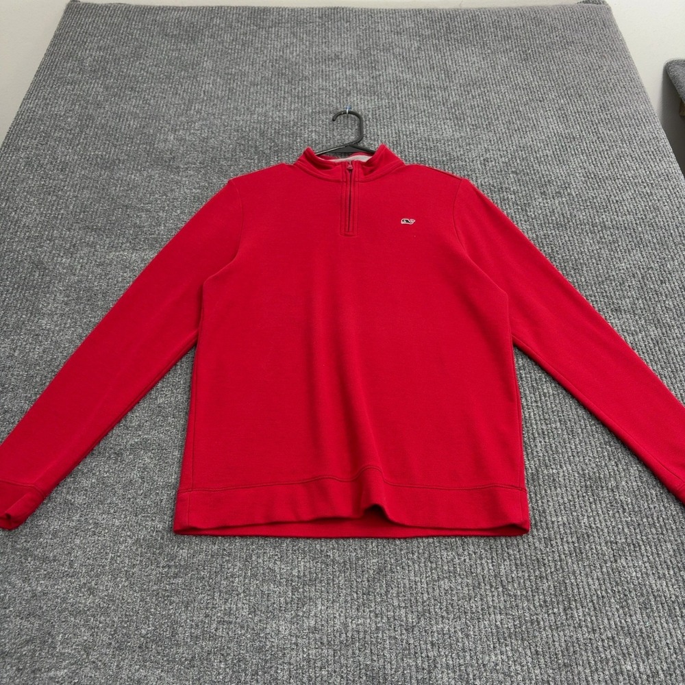 Vineyard Vines Pullover Boys XL Red Pima Cotton Quarter Zip Mock Neck Preppy